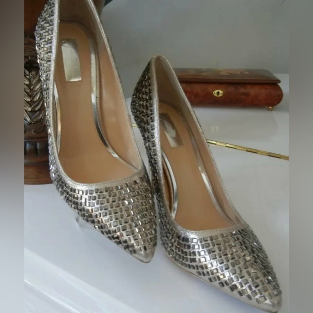 Jessica Simpson Claya Metal Pump Gold Pewter 8.5 - Picture 8 of 13